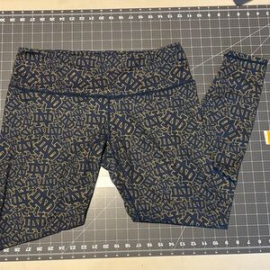 Women's Notre Dame Monogram Navy and Gold Patterned Leggings